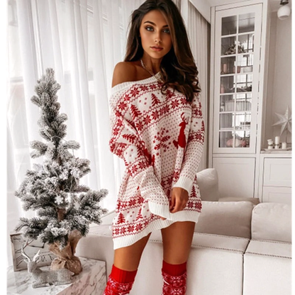 JuliaFashion - 2024 Sweater Women Knitting Xmas Christmas Elk Long Sleeve O Neck Ladies Jumper