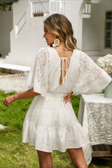 Lace Panel Batwing Sleeve Boho Dress