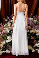 Lace Appliques Slip Maxi Dress