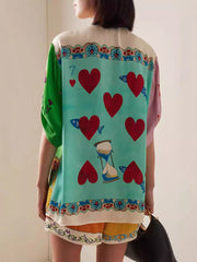 Unique Personality Graffiti Print Shorts Two-piece Set