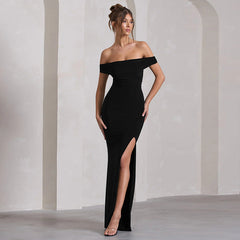 Showstopper Slit Dress-Black