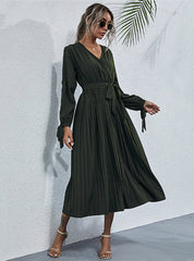 Lace-Up Waist Dress S / Army Green Lace