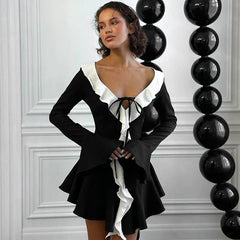Ruffle Charm 2.0 Mini Dress - Black