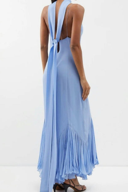 Vintage Party Midi Dress With Stole - Blue