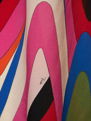 Strapless Side Slit Moiré Print Maxi Dress