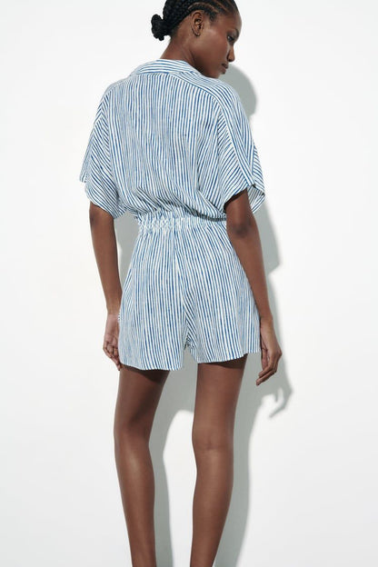 Summer Stripes Romper - Blue