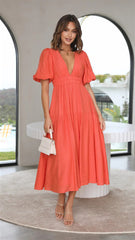 Brunch It Right Midi Dress - Red