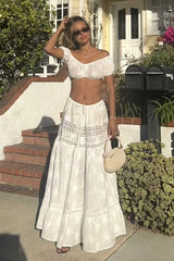 Two Piece Lace Tube Top Boho Skirt Set