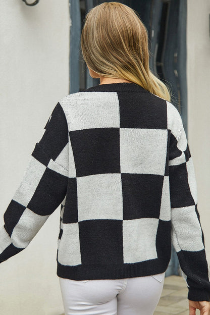 Plaid Panel Plus Size Christmas Cardigan