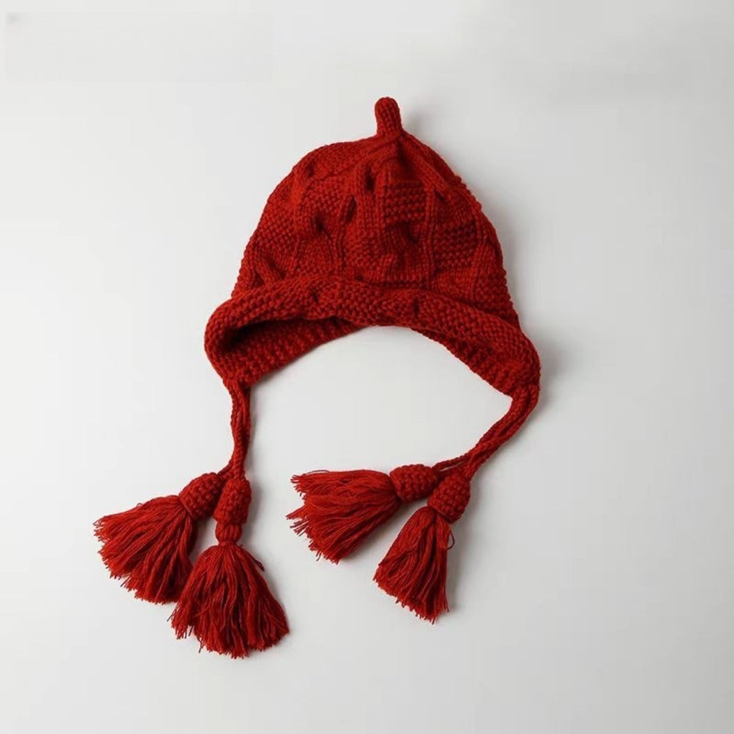 Faux Fur Pom Pom Knit Christmas Hat