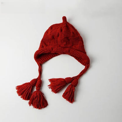 Faux Fur Pom Pom Knit Christmas Hat