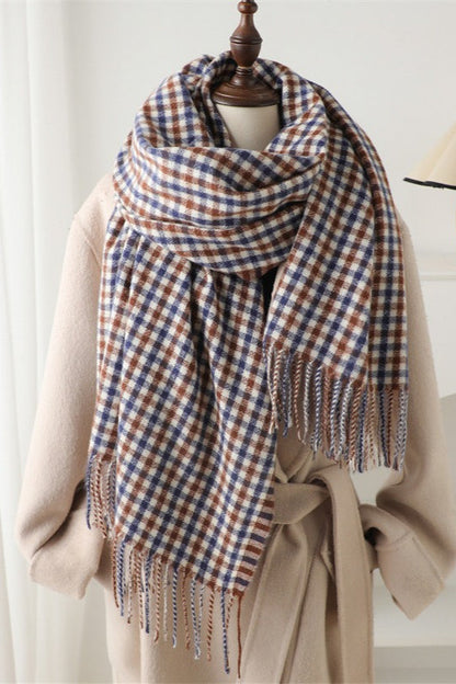 Checkered Thermal Shawl Christmas Scarf