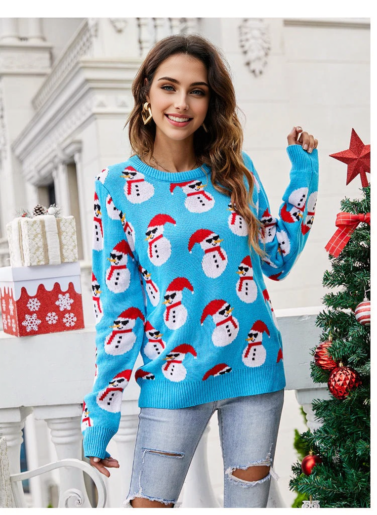 JuliaFashion - 2024 Women Santa Tree Christmas Sweate Casual Pullover Long Sleeve O Neck Sweaters