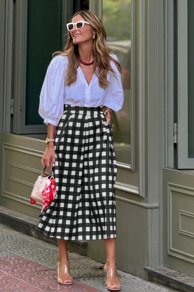 Casual Plaid High Waist Christmas Skirt