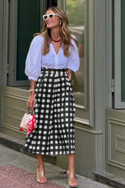 Casual Plaid High Waist Christmas Skirt