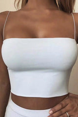 Elastic Spaghetti Strap Solid Corset Tube Top