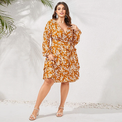 JuliaFashion-Bohemian Floral Printed Plus Size Sundress