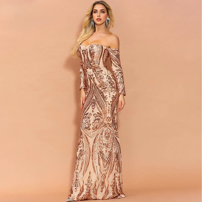 JuliaFashion - 2024 Sexy Off the Shoulder Sequin Party Dress