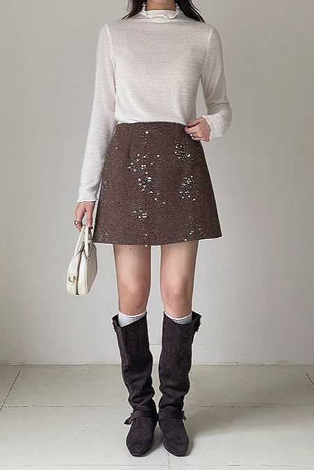 Crystal Bead Embellished Christmas Skirt