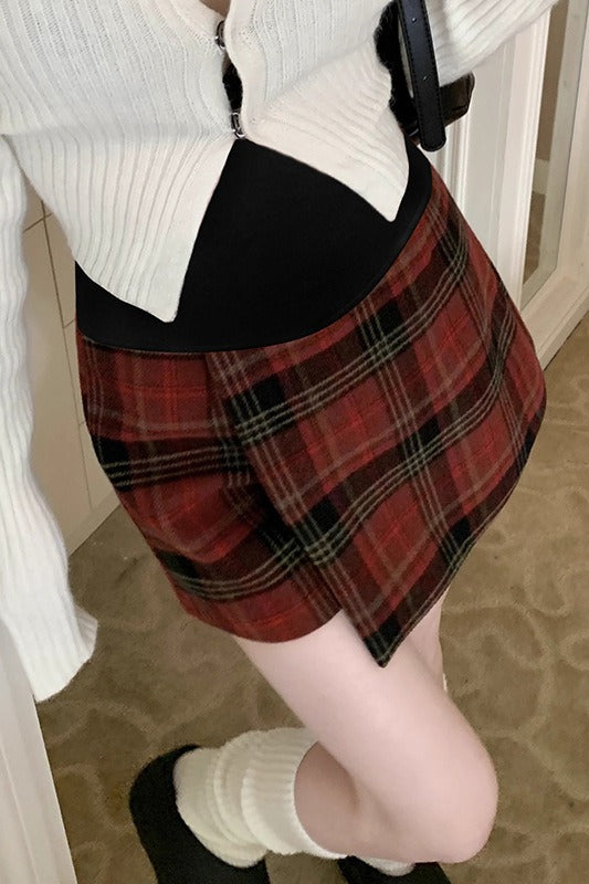 Red Plaid A-Line Christmas Skirt