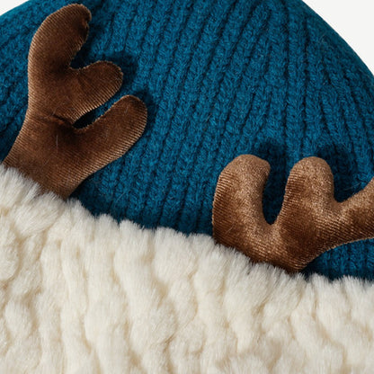 Reindeer Plush Knit Slouchy Christmas Hat