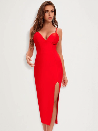 JuliaFashion - 2024 Sexy V-Neck Spaghetti Strap Club Celebrity Runway Dress