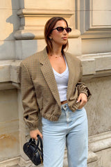 Vintage Plaid Cropped Coat