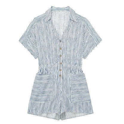 Summer Stripes Romper - Blue