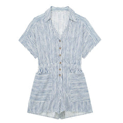 Summer Stripes Romper - Blue