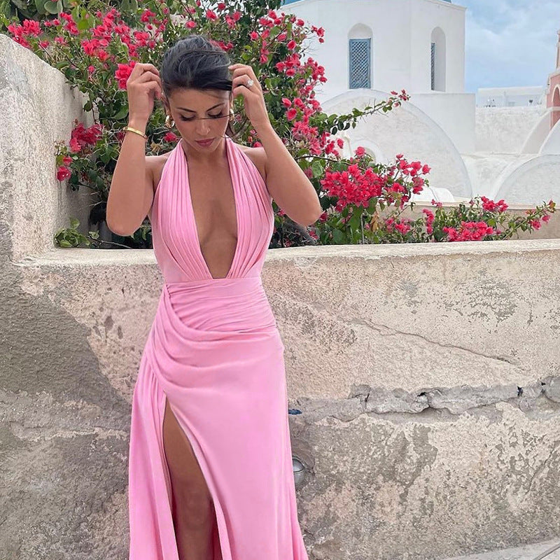 Rosier Slit Dress-Pink