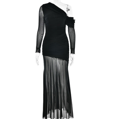 Soprano One-Shoulder Dress - Black