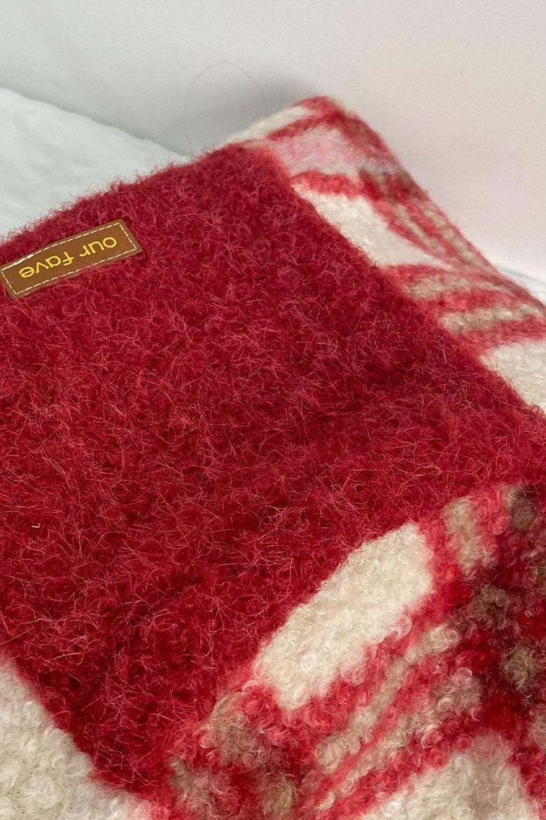 Christmas Red Plaid Faux Fur Panel Tote Shoulder Bag