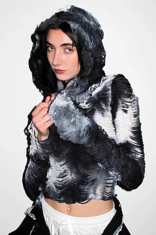 Dark Style Ruched Hoodie
