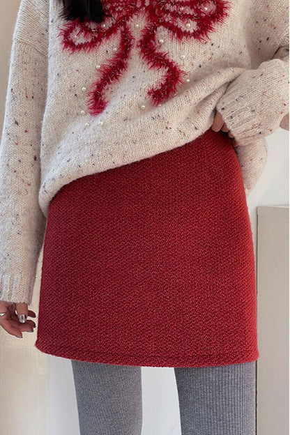 Tweed Mini Pencil Christmas Skirt