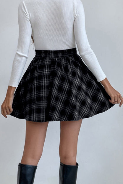 Versatile Plaid Mini Christmas Skirt