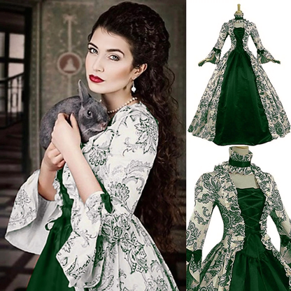 JuliaFashion - Cosplay Marie Antoinette Medieval Victorian Floral Robe Dress