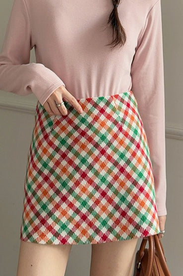 Checkered Wool Christmas Skirt