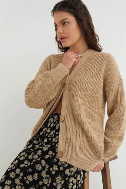 Relaxed Fit Solid Color Christmas Cardigan