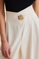 Asymmetrical Waist High Waist Wide Leg Casual Pants