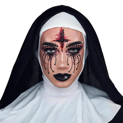 Halloween Nun Collar Headband Scary Pendant Accessories Cross Tattoo Costume