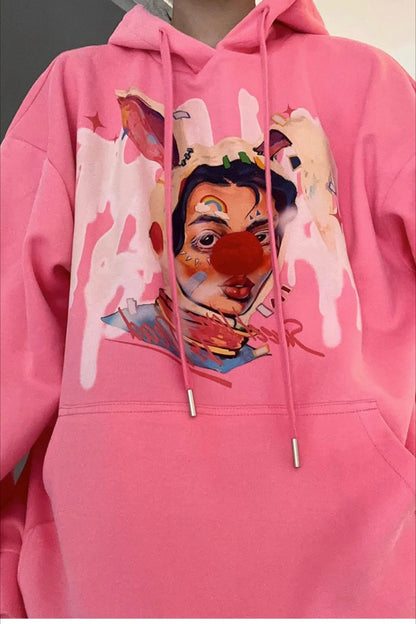 Fun Graphic Clown Print Hoodie
