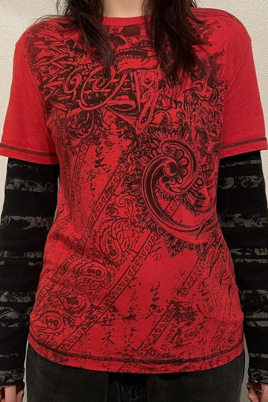 Vintage Patchwork Print T-Shirt