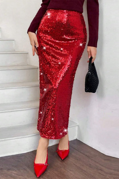 High Slit Bodycon Christmas Skirt