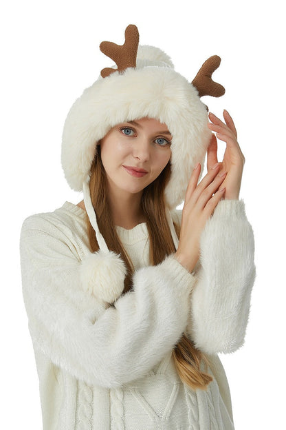 Reindeer Antler Pom Pom Christmas Hat