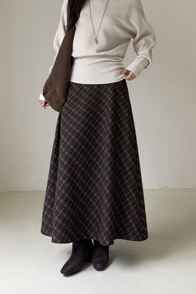 Retro Plaid High-Waist Christmas Skirt