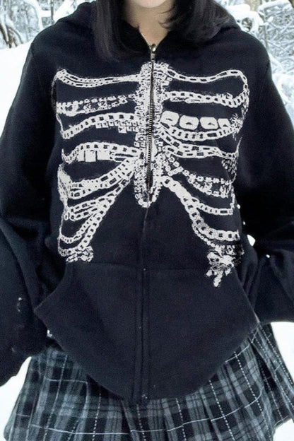 Street Style Chain Skeleton Hoodie