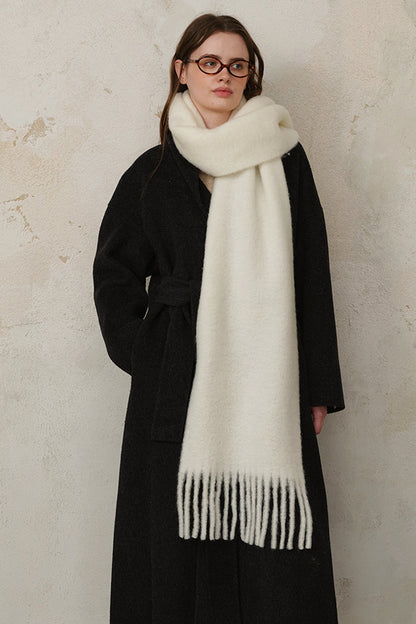 Wool Blend Fringed Christmas Scarf