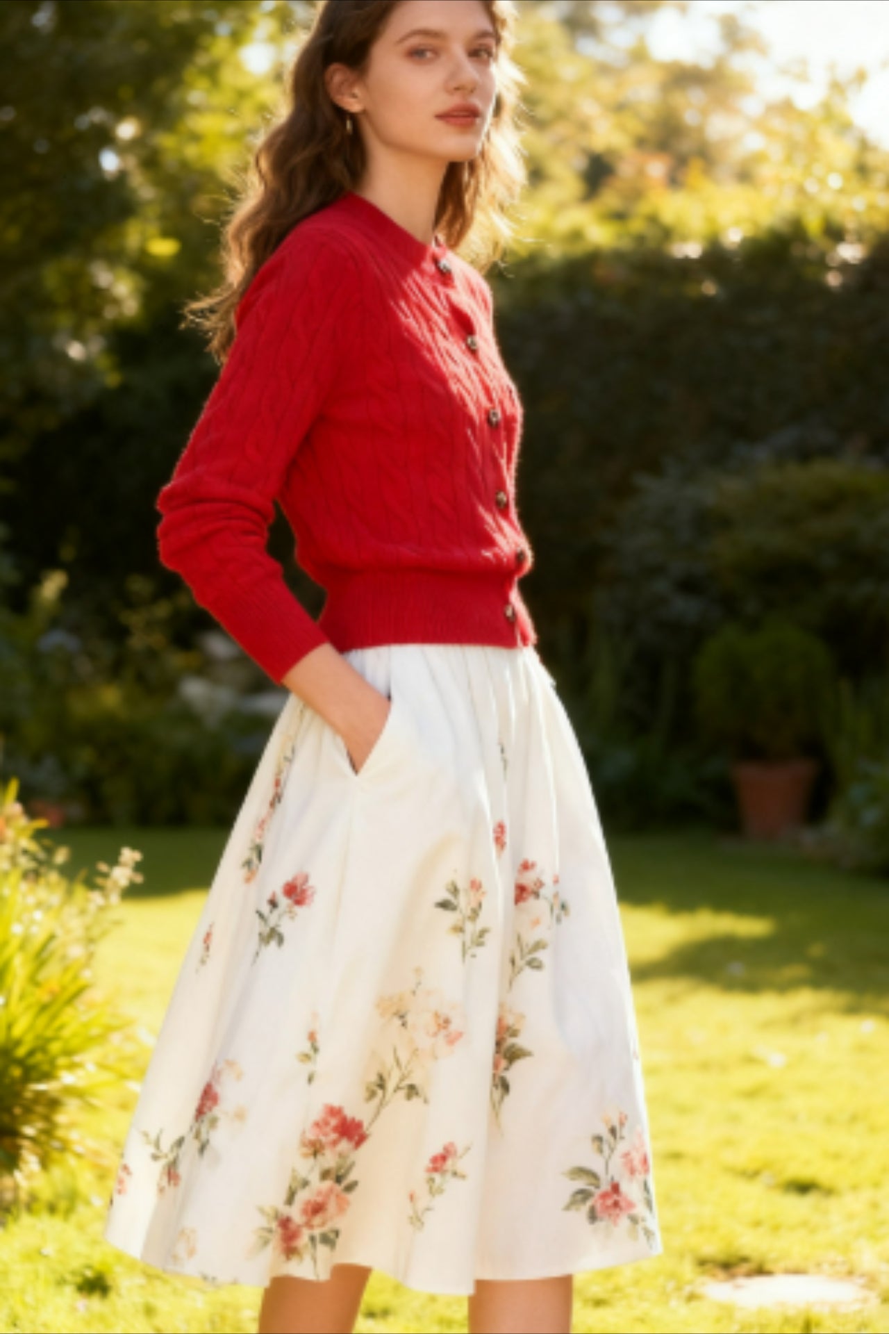 Embroidered Cable Wool Christmas Cardigan