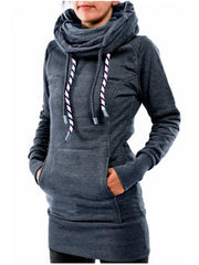 With And Front Hooded Pocket Fit Slim Sweatshirt Pullover Drawstring Blue / S Sweaters-L