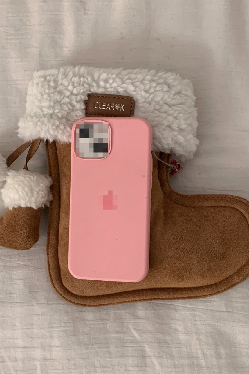 Cute Boot Shape Suede Fuzzy Crossbody Bag Mini Phone Bag